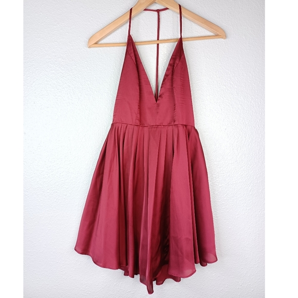 NBD Get Out Sz S Satin Burgundy Prom Party Mini Dress - Picture 2 of 16